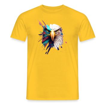 Eagle in Colors: An Artistic Portrait - Men's T-Shirt - yellow - Front - AI Model Male 178 dark (178cm)