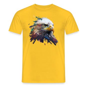 Freedom in Color: Eagle Portrait on Canvas - Men's T-Shirt - yellow - Front - AI Model Male 178 dark (178cm)