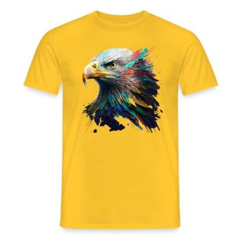 An eagle's eye: oil paintings in vivid colours - Men's T-Shirt - yellow - Front - AI Model Male 178 dark (178cm)