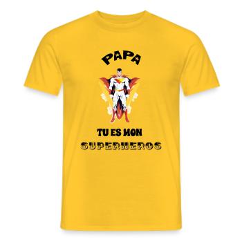 Papa mon superhéros - T-shirt homme - jaune - Devant - AI Model Male 178 dark (178cm)
