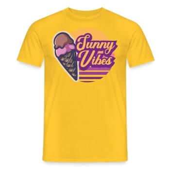 Sunny Vibes Retro Icecream Sun sunset Ice cream Summer - Men's T-Shirt - yellow - Front - AI Model Male 178 dark (178cm)