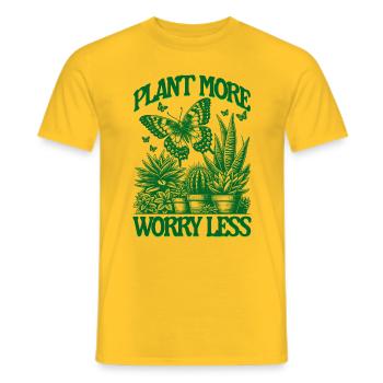 PLANT MORE WORRY LESS Gardening - Men's T-Shirt - yellow - Front - AI Model Male 178 dark (178cm)