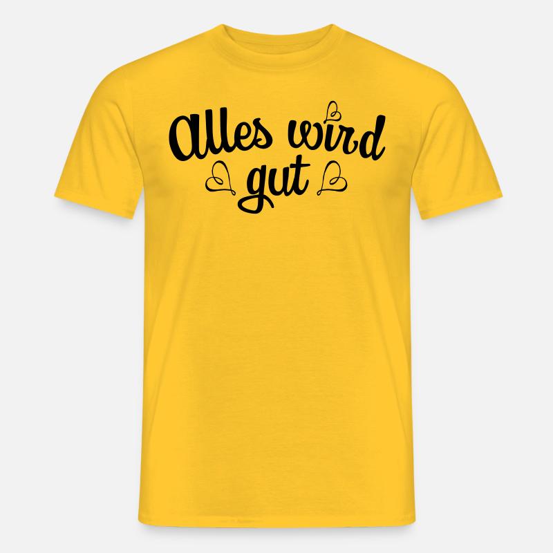 139 Alles wird gut Herzen - Männer T-Shirt - Gelb