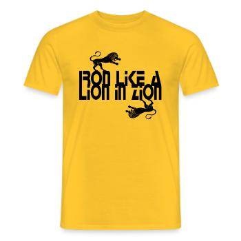 IRON LIKE IN ZION, Reggae, Bob, Marley, Rastafari - T-shirt homme - jaune - Devant - AI Model Male 178 dark (178cm)