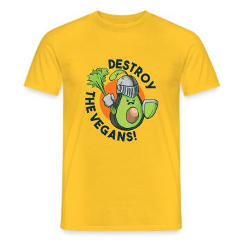 Détruire les végétaliens. - T-shirt homme - jaune - Devant - AI Model Male 178 dark (178cm)