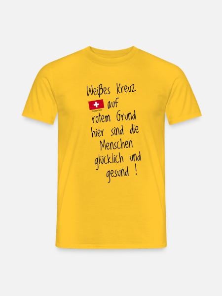 Schweiz Tshirt mit tollem Spruch Schweizer Flagge - Männer T-Shirt - Gelb