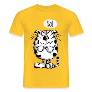 Nö - Nein - Katze - Comic - Fun - Lustig - Männer T-Shirt - Gelb - Vorne - AI Model Male 178 dark (178cm)