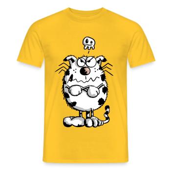 Crabby Cat - Skull - Cats - Gift - Cartoon - Men's T-Shirt - yellow - Front - AI Model Male 178 dark (178cm)