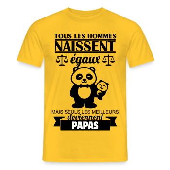 Alle Männer werden als gleich geboren, Papa. - Männer T-Shirt - Gelb - Vorne - AI Model Male 178 dark (178cm)