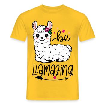 Be Amazing Alpaca Floral Crown - Men's T-Shirt - yellow - Front - AI Model Male 178 dark (178cm)