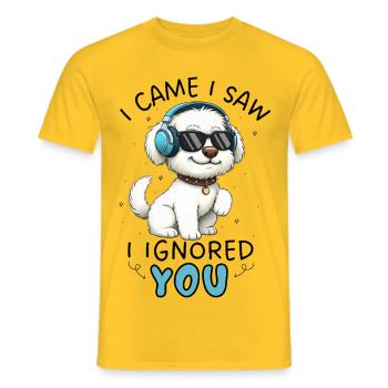 Cartoon Maltese I Came I Saw I Ignored You - Men's T-Shirt - yellow - Front - AI Model Male 178 dark (178cm)