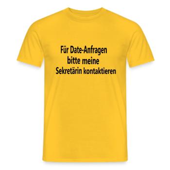 Date request - Men's T-Shirt - yellow - Front - AI Model Male 178 dark (178cm)