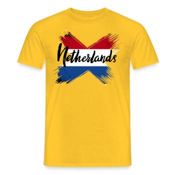 Pays-Bas - T-shirt homme - jaune - Devant - AI Model Male 178 dark (178cm)