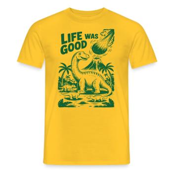 La vie était belle – Le dernier regard des dinosaures - T-shirt homme - jaune - Devant - AI Model Male 178 dark (178cm)