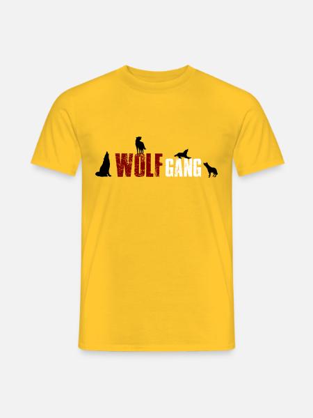 Wolfgang- Wolf Gang 4 Name oder Tiergruppe? - Männer T-Shirt - Gelb