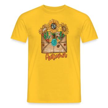 Tomber amoureux de l’automne - T-shirt homme - jaune - Devant - AI Model Male 178 dark (178cm)
