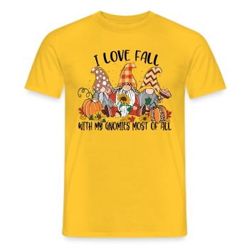 Ich liebe den Herbst mit meinen Gnomien am meisten - Männer T-Shirt - Gelb - Vorne - AI Model Male 178 dark (178cm)