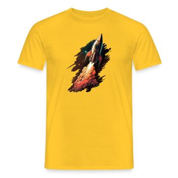 Retro Rakete - Männer T-Shirt - Gelb - Vorne - AI Model Male 178 dark (178cm)