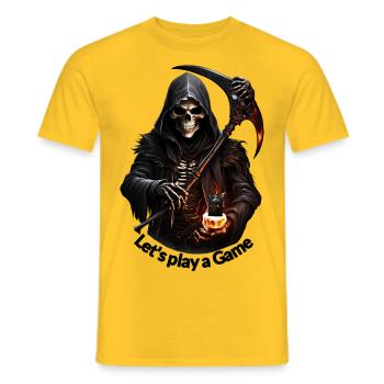 Spiel mit dem Sensenmann: Let's Play a Game - Männer T-Shirt - Gelb - Vorne - AI Model Male 178 dark (178cm)