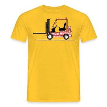 Staplerfahrer Herz rosa - Männer T-Shirt - Gelb - Vorne - AI Model Male 178 dark (178cm)