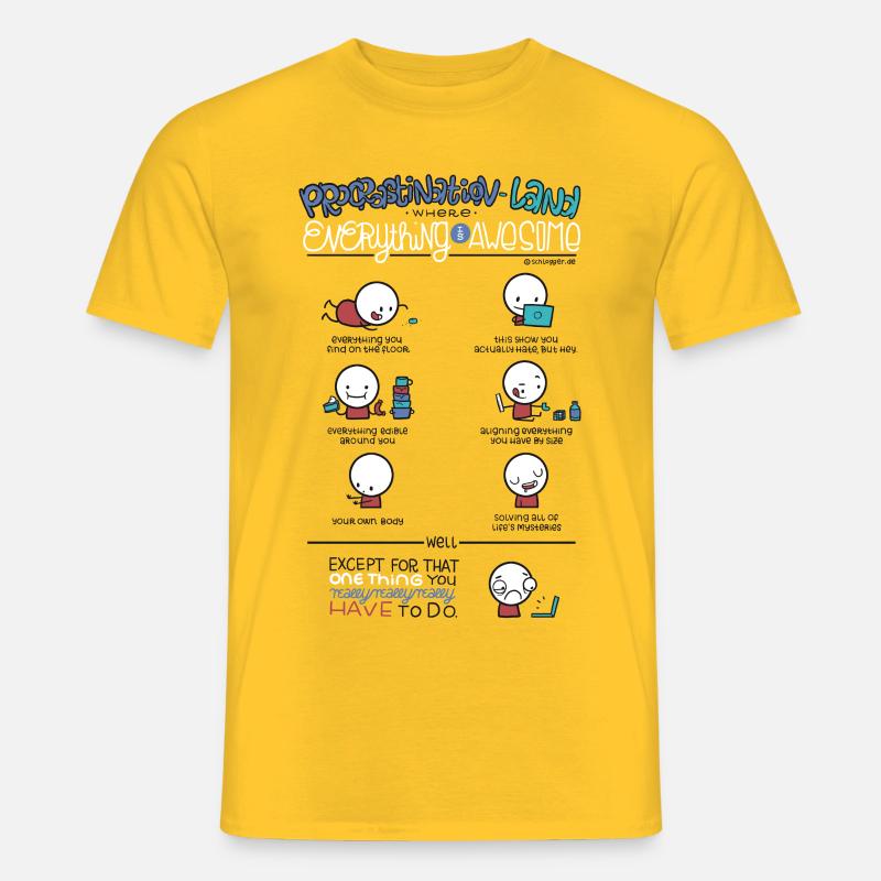 Prokrastination - Männer T-Shirt - Gelb