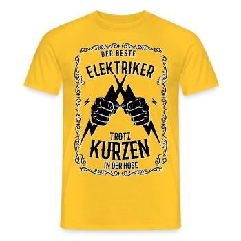 Beste Elektriker trotz kurzen in der Hose Geschenk - Männer T-Shirt - Gelb - Vorne - AI Model Male 178 dark (178cm)