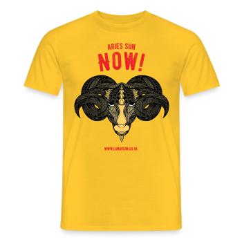 Aries Sun Bright - Men's T-Shirt - yellow - Front - AI Model Male 178 dark (178cm)