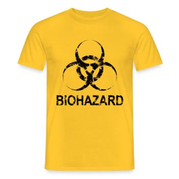 BIOHAZARD VINTAGE - Männer T-Shirt - Gelb - Vorne - AI Model Male 178 dark (178cm)
