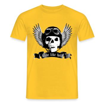 biker_skull_a_sw - Men's T-Shirt - yellow - Front - AI Model Male 178 dark (178cm)