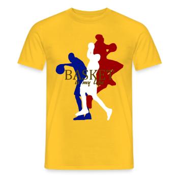 basket is my life - Men's T-Shirt - yellow - Front - AI Model Male 178 dark (178cm)