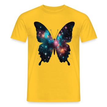Butterfly silhouette with galaxy inclusion - Men's T-Shirt - yellow - Front - AI Model Male 178 dark (178cm)