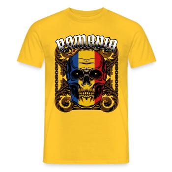 Rumänischer Totenkopf Rumänien Bukarest Geschenk - Männer T-Shirt - Gelb - Vorne - AI Model Male 178 dark (178cm)