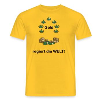 Geld regiert die Welt. Reichtum Spruch. Motivation - Männer T-Shirt - Gelb - Vorne - AI Model Male 178 dark (178cm)