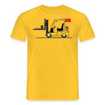 Turkish forklift driver with cay and kebab - Men's T-Shirt - yellow - Front - AI Model Male 178 dark (178cm)