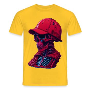 Squelette avec casquette - T-shirt homme - jaune - Devant - AI Model Male 178 dark (178cm)