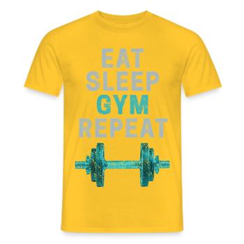 Eat Sleep Gym Repeat Fitnessstudio Bodybuilder - Men's T-Shirt - yellow - Front - AI Model Male 178 dark (178cm)