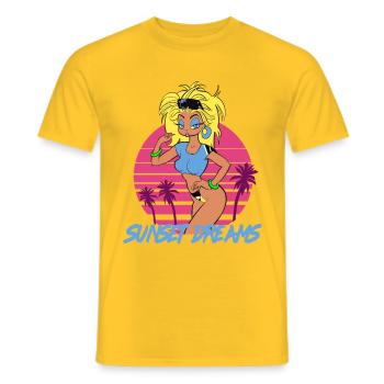 Sunset Dreams Pinup Yellow - Men's T-Shirt - yellow - Front - AI Model Male 178 dark (178cm)