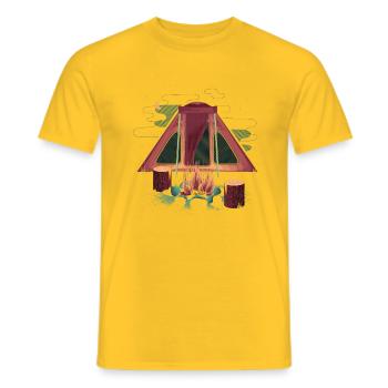 Camping Shirt - Men's T-Shirt - yellow - Front - AI Model Male 178 dark (178cm)