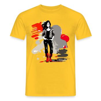 Der Biker - Männer T-Shirt - Gelb - Vorne - AI Model Male 178 dark (178cm)