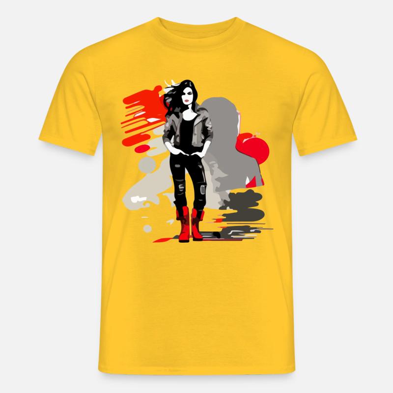 Der Biker - Männer T-Shirt - Gelb