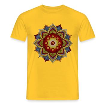 HANDPAN hang drum MANDALA natural colors - Männer T-Shirt - Gelb - Vorne - AI Model Male 178 dark (178cm)