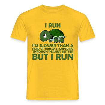 I Run. I'm Slower than a Turtle But I Run - Men's T-Shirt - yellow - Front - AI Model Male 178 dark (178cm)
