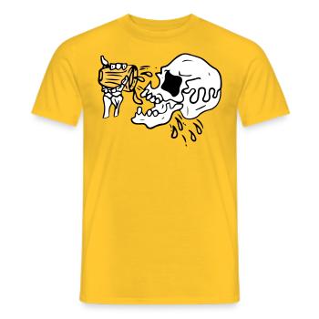 Bier trinkender Totenkopf - Männer T-Shirt - Gelb - Vorne - AI Model Male 178 dark (178cm)