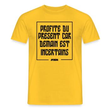 Profite du présent - T-shirt homme - jaune - Devant - AI Model Male 178 dark (178cm)