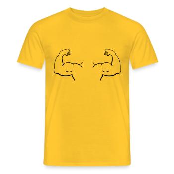 muscles_3_m1 - Men's T-Shirt - yellow - Front - AI Model Male 178 dark (178cm)