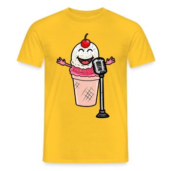 Une petite super star une crème glacée en chantant - T-shirt homme - jaune - Devant - AI Model Male 178 dark (178cm)