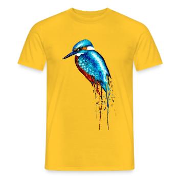 Martin-pêcheur aquarelle - T-shirt homme - jaune - Devant - AI Model Male 178 dark (178cm)