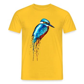 Martin-pêcheur aquarelle - T-shirt homme - jaune - Devant - AI Model Male 178 dark (178cm)
