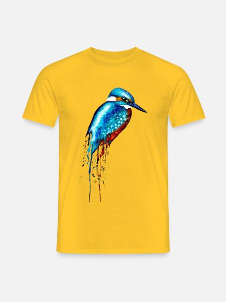 Aquarell Eisvogel - Männer T-Shirt - Gelb