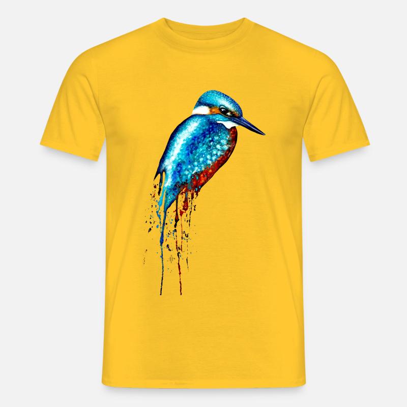 Aquarell Eisvogel - Männer T-Shirt - Gelb